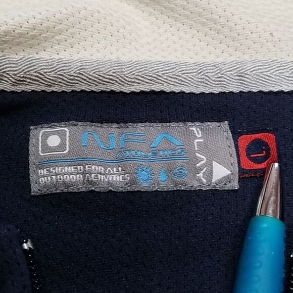 NFA Hoodie Men's Large Front Full Zip Side Pockets Vintage Dark Blue/Tan Snow - Picture 9 of 11